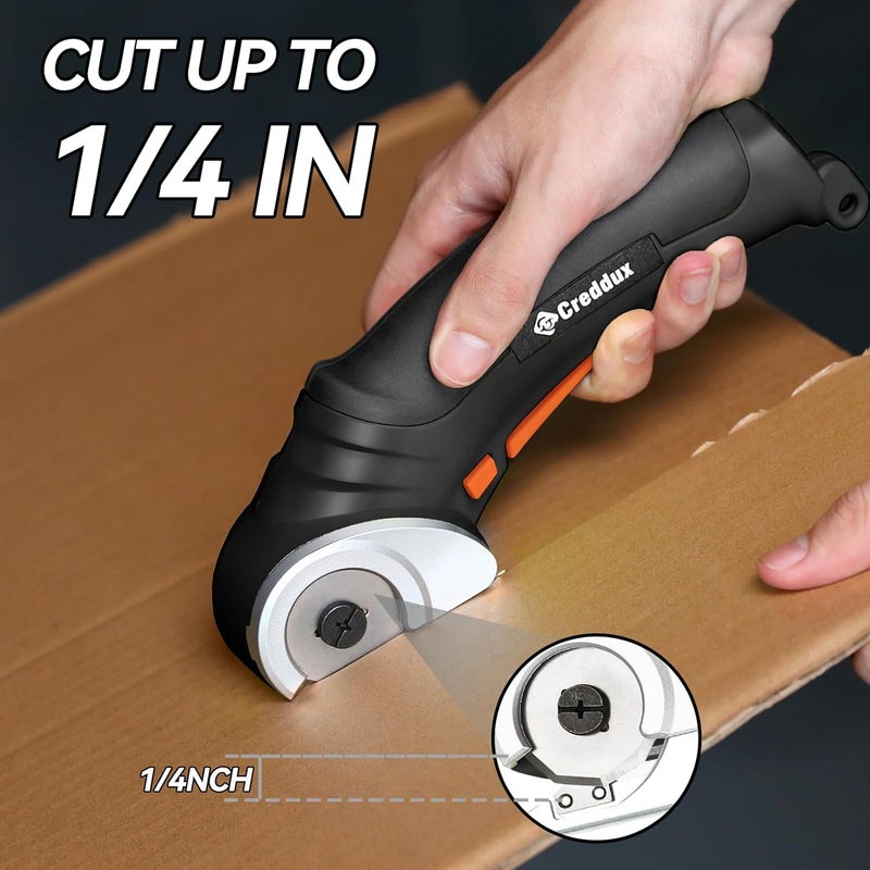Creddux Cordless Electric Scissors, 4.2V Cardboard Cutter Tool for Cardboard Carpet Leather Packages Plastic with Rechargeable Battery Black - Image 3